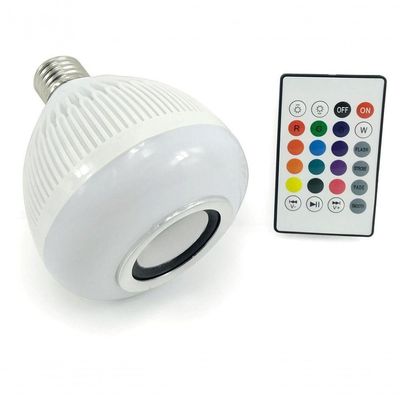 Lâmpada Led Rgb Musical Bluetooth 3W E Controle Remoto
