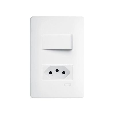 Interruptor Simples E Tomada 2p+t 20a Fame Habitat Com Placa 4x2 Branco