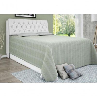Cabeceira Box Casal Isis Branco Com Capitonê Branco