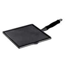 Bifeteira quadrada lisa com cabo de silicone Preto 26x26cm