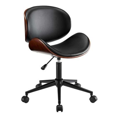 Conjunto de Mesa Studio Nogal com Cadeira de Escritório Diretor Giratória Bergen Preta