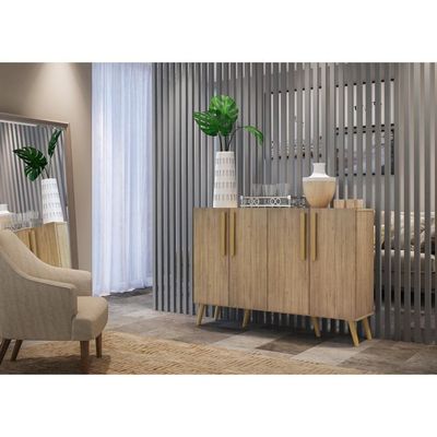 Aparador Buffet 4 Portas Com Pés Retrô Viena Rustic/natural