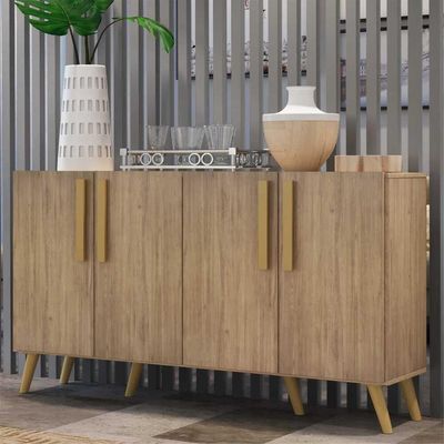 Aparador Buffet 4 Portas Com Pés Retrô Viena Rustic/natural