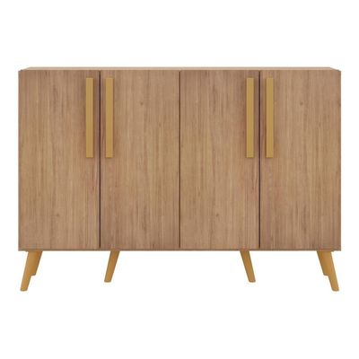 Aparador Buffet 4 Portas Com Pés Retrô Viena Rustic/natural