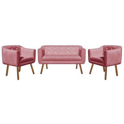 Kit 01 Namoradeira e 02 Poltronas Julia Rose Com Strass