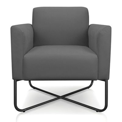 Poltrona Marisa Suede Grafite Base X Industrial Preta