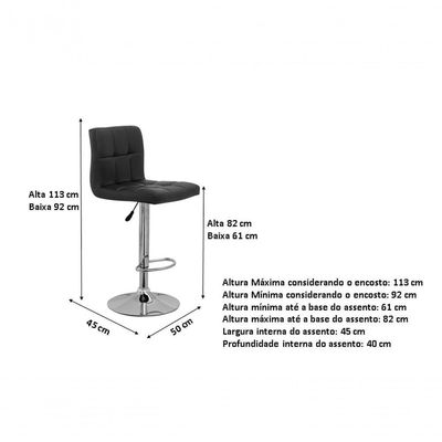 Kit Com 2 Banquetas Gomos Confort , Giratoria, Com Regulagem De Altura Preta