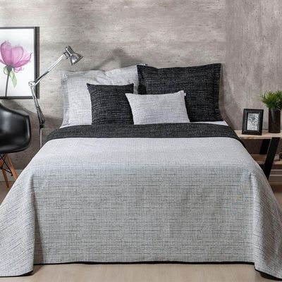 Colcha Queen Jacquard Dual Dupla Face 5 Peças Preto