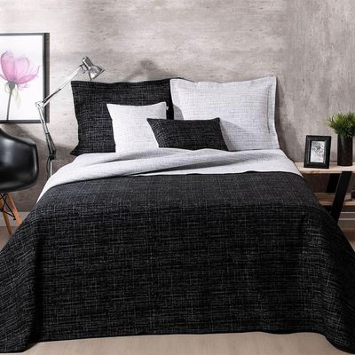 Colcha Queen Jacquard Dual Dupla Face 5 Peças Preto