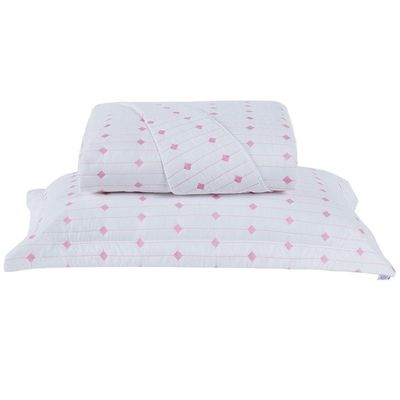 Cobre Leito Solteiro Decor Bordado 200 Fios 2 Peças - Branco/pink