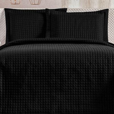 Cobre Leito Queen Plata Percal 200 Fios 3 Peças Preto