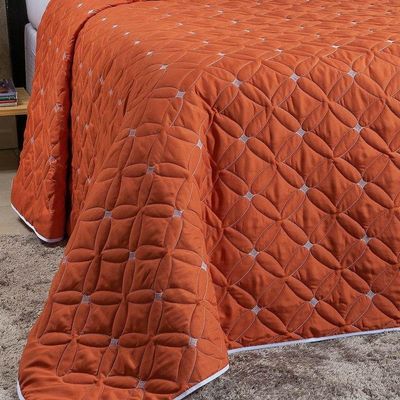 Cobre Leito King Ideale 200 Fios Bordado 6 Peças Terracota