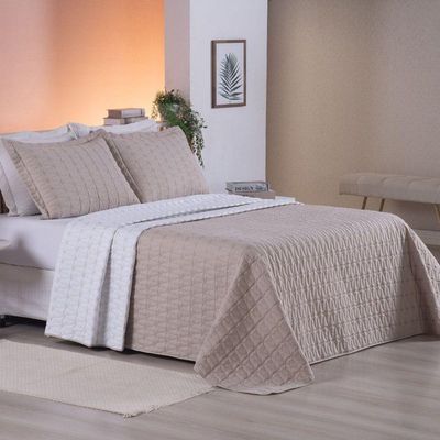 Cobre Leito King Cristal Percal 200 Fios Bordado 3 Peças Avela