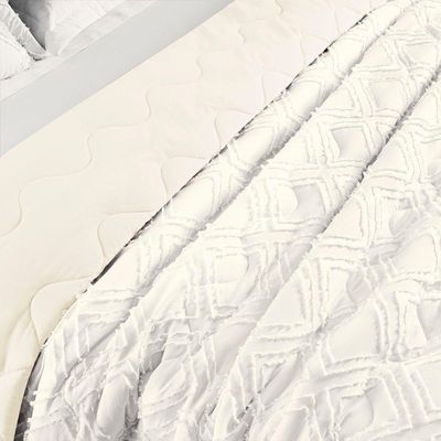 Cobre Leito King Aveline Micropercal 300 Fios 3 Peças Off White
