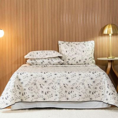 Cobre Leito Casal Padrão Bouti Basic Estampado 180 Fios 3 Peças - Minimal Floral