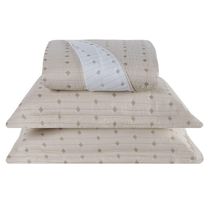 Cobre Leito Casal Padrão Decor Bordado 200 Fios 3 Peças - Avela