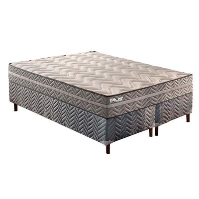 Cama Box King: Colchão Espuma Paropas D45 Pasquale Plus + Base Crc Rústico Black(193x203)