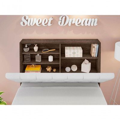 Cabeceira Box Solteiro Isis Chocolate Com Capitonê Branco
