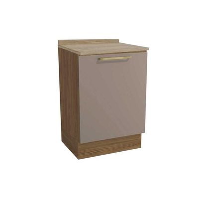 Balcão de Cozinha Botanic M629 1 Porta c/Tampo 60cm Nogueira/Fendi/Nogueira - Kappesberg