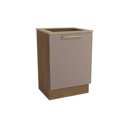 Balcão de Cozinha Botanic M629 p/Cooktop 1 Porta c/Tampo 60cm Nogueira/Fendi/Nogueira - Kappesberg