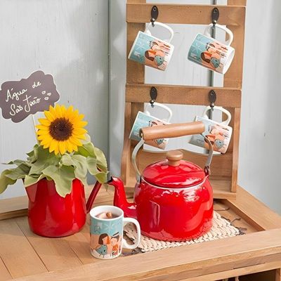 Leiteira Tradicional Esmaltada Vermelho 1,1 L Ewel