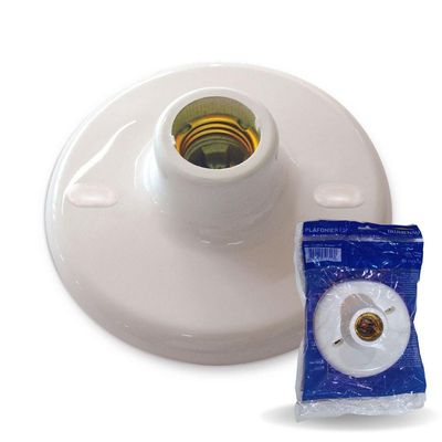 Luminária Plafon Porcelana Blumenau Redondo E27 Bivolt Branco