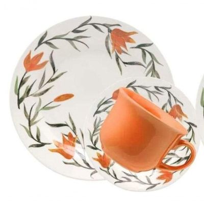 Kit Jogo Café Lanche Para 12 Pessoas 24pçs Oxford Lírios