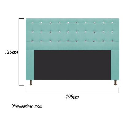 Cabeceira Estofada Dama 195 Cm King Size Suede Azul Tiffany