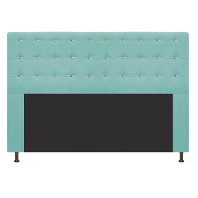 Cabeceira Estofada Dama 195 Cm King Size Suede Azul Tiffany