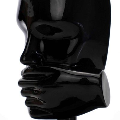 Escultura Decorativa Rosto Silêncio Em Cerâmica Preto 25x15 - D'rossi