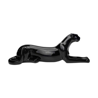 Escultura Decorativa Onça Deitada Preta 17,5x51x13 Cm - D'rossi