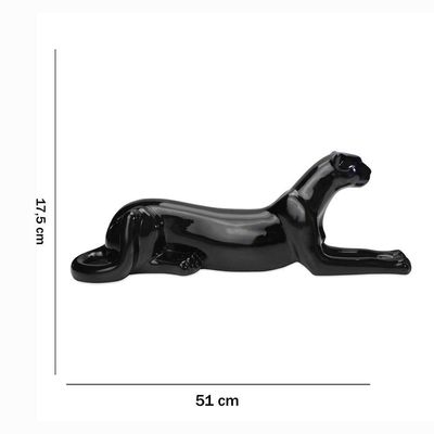 Escultura Decorativa Onça Deitada Preta 17,5x51x13 Cm - D'rossi