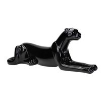 Escultura Decorativa Onça Deitada Preta 17,5x51x13 Cm - D'rossi