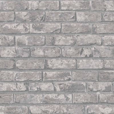 Papel de Parede Tijolo Cinza Médio - Rolo: 10m x 0,53m - 1 rolo disponível