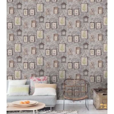 Papel de Parede Exposure EP2102 Parede Envelhecida com Molduras - Rolo: 10m x 0,53m