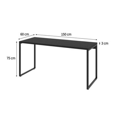 Conjunto de Mesa Kuadra I 150 cm com Cadeira de Escritório Secretária Giratória Light Preta