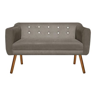 Kit 01 Namoradeira e 02 Poltronas Julia Marrom Com Strass