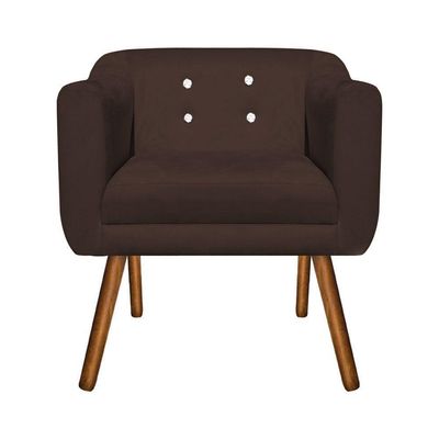Kit 01 Namoradeira e 02 Poltronas Julia Marrom Com Strass