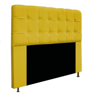 Kit Cabeceira Calçadeira Baú Estofada 160cm Queen Amarelo