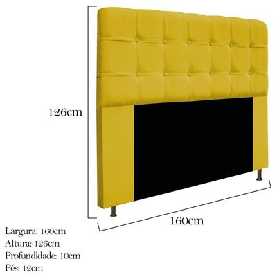 Kit Cabeceira Calçadeira Baú Estofada 160cm Queen Amarelo