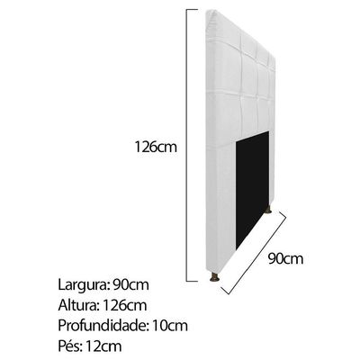 Kit Cabeceira Calçadeira Baú Estofada 90cm Solteiro Branco