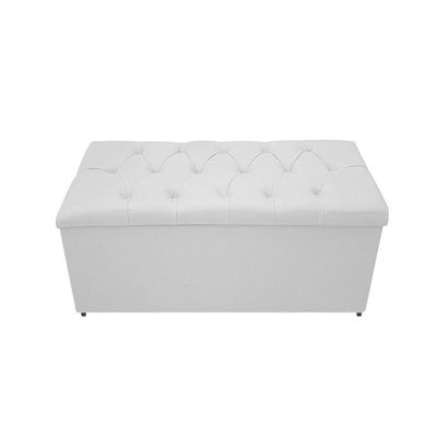 Kit Cabeceira Calçadeira Baú Estofada 90cm Solteiro Branco