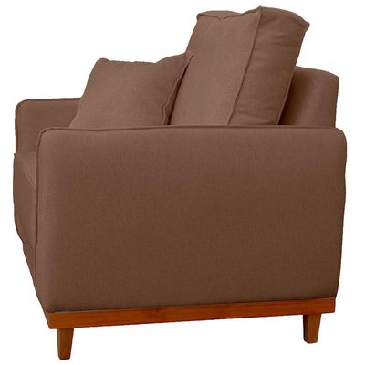 Poltrona Sofa Sena Base De Madeira Luxo Conforto Para Hotel E Sala Linho Marrom