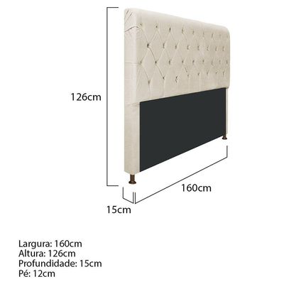 Cabeceira Estofada Cristal 160cm Queen Size Bege
