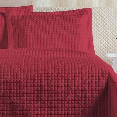 Cobre Leito Queen Plata Percal 200 Fios 3 Peças Vermelho