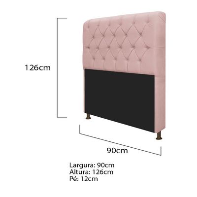Kit Cabeceira Lady Recamier Félix 90cm Solteiro Rosê