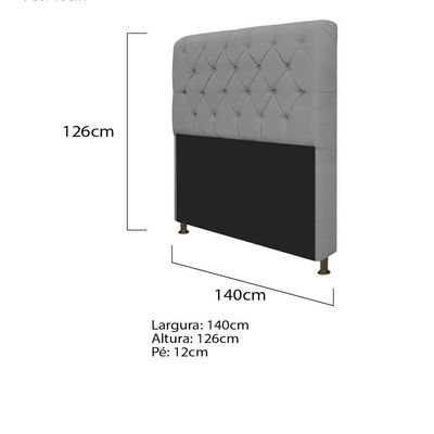 Kit Cabeceira Lady Recamier Félix 140cm Casal Cinza