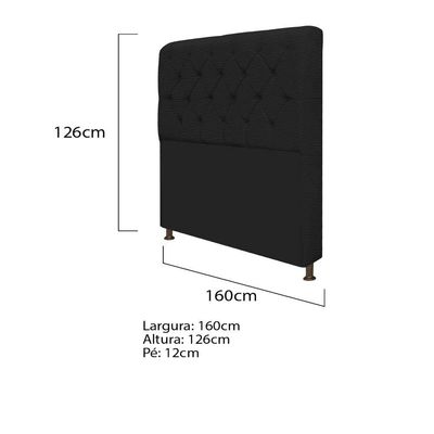 Kit Cabeceira Lady Recamier Félix 160cm Preto