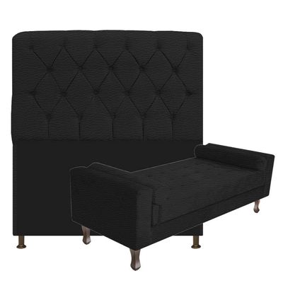 Kit Cabeceira Lady Recamier Félix 160cm Preto