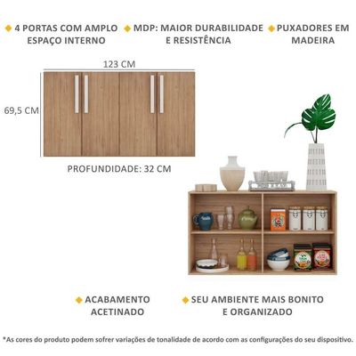 Aparador Buffet 4 Portas Viena Rustic/branco